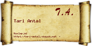 Tari Antal névjegykártya